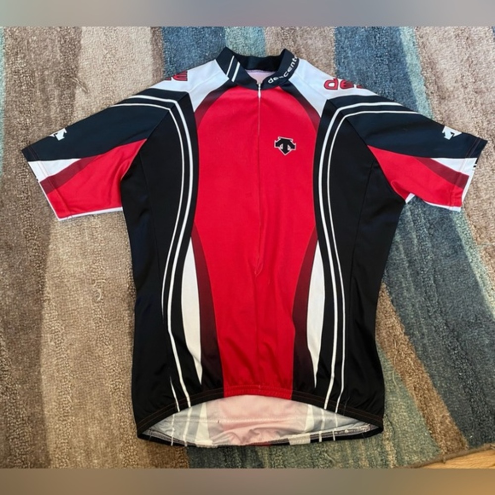 DESCENTE Red Black White Cycling Jersey MEDIUM 🐝